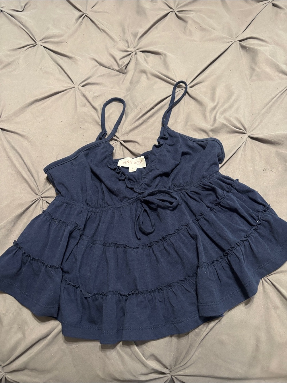 Pink Rose Navy Tiered Drawstring Cami